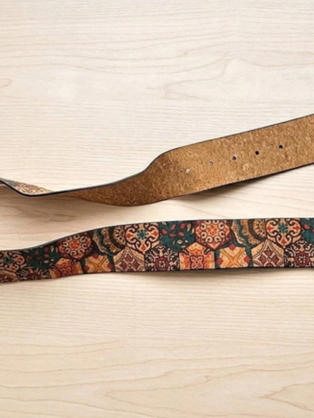 Geometric Pattern Belt in Brown & Orange